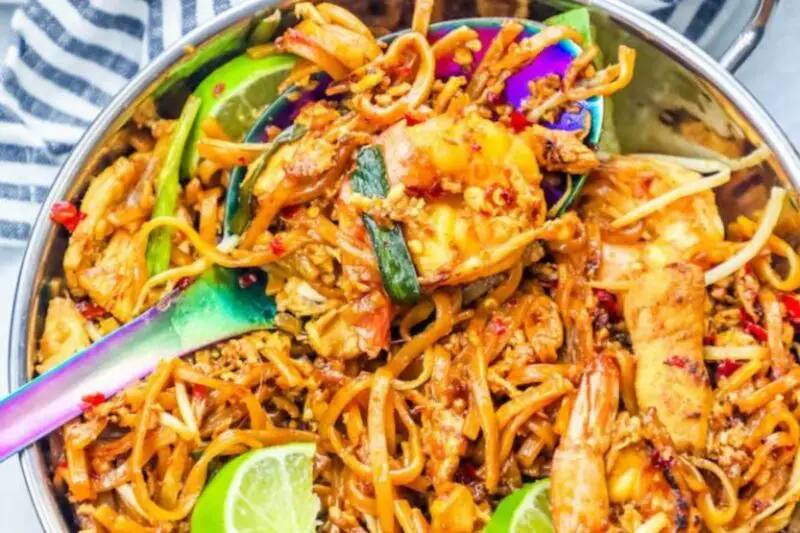 Easy Chicken & Shrimp Pad Thai Noodles