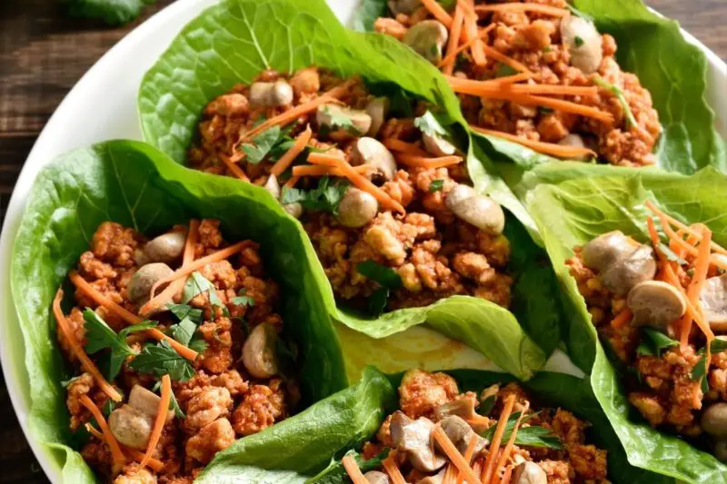 Chicken Lettuce Wraps with Peanut Sauce