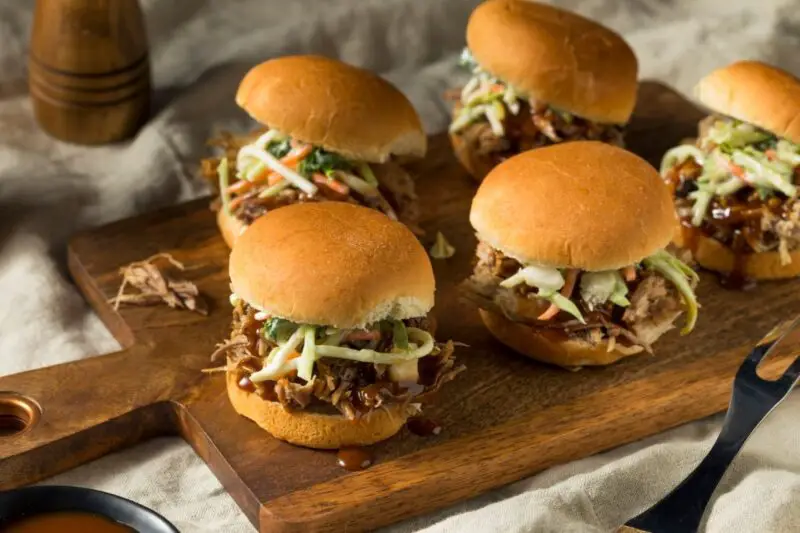 Grilled Chicken Sliders With Caramelized Onions And Chipotle Coleslaw
