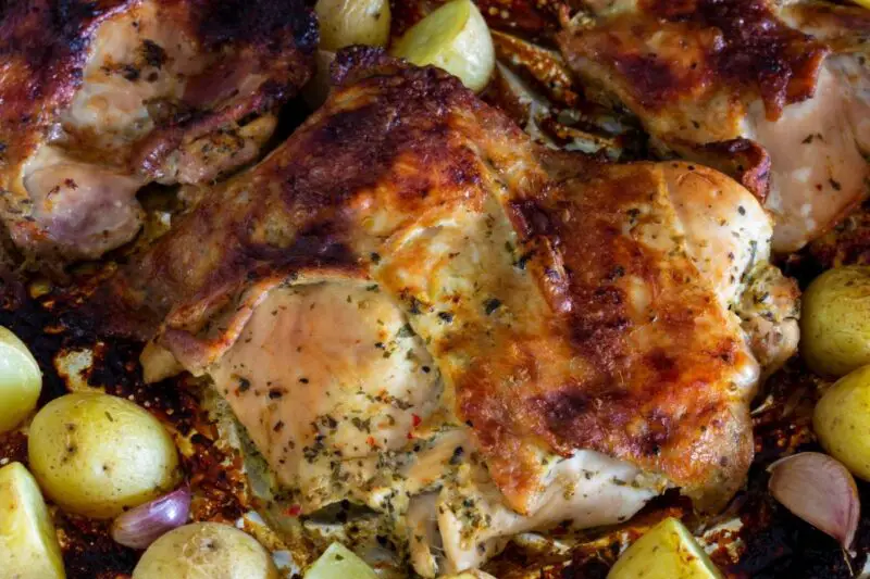 Oven Baked Greek Chicken Thighs Recipe From Fox And Briar